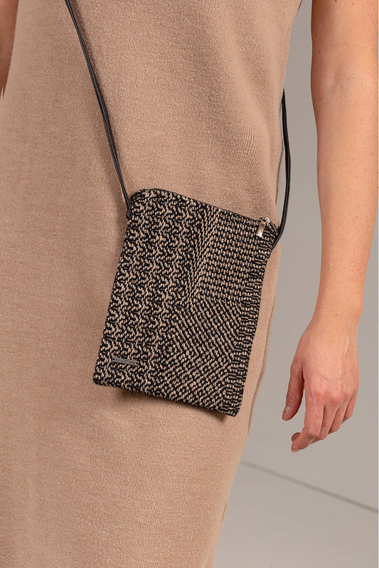 Porta Celular Urlaub en Laine & Coton Couleur Noir & Cafe
