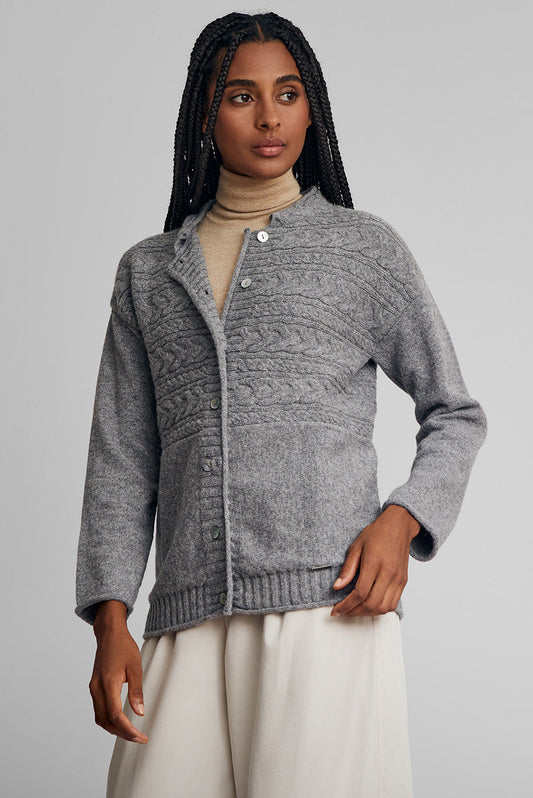 Cardigan Winter en Baby Alpaga Couleur Nuage