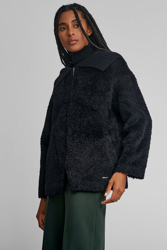 Manteau Willma en Suri Alpaga & Laine Couleur Black