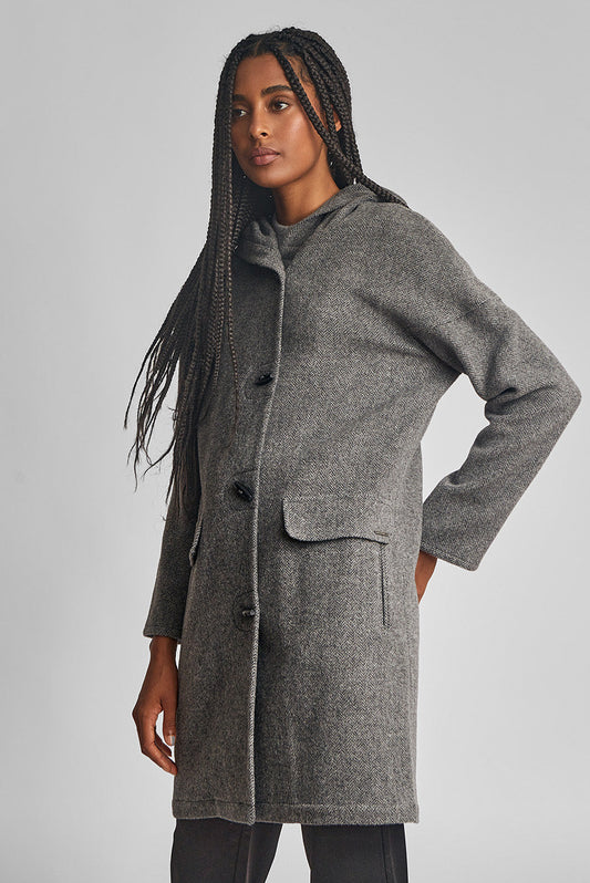 Manteau Wang en Baby Alpaga Couleur Gris