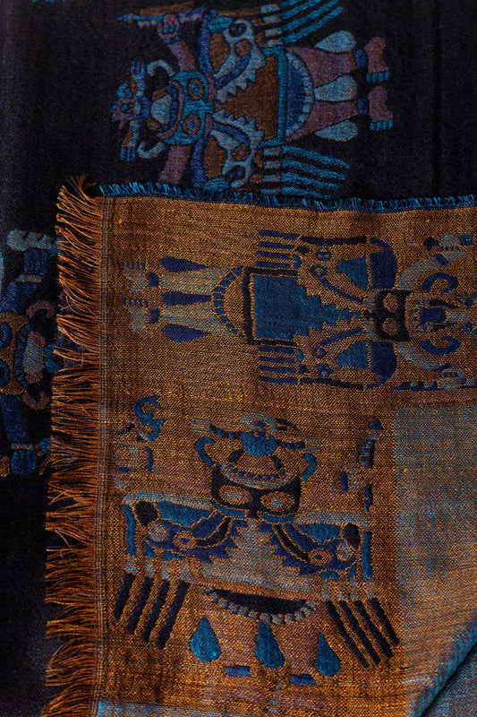 Estola Nazca - 28 De Royal Alpaca & Seda Color Azul