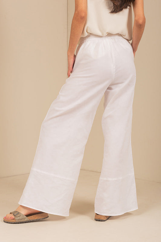 Pantalon Ulando en Lino & Coton Couleur Blanc